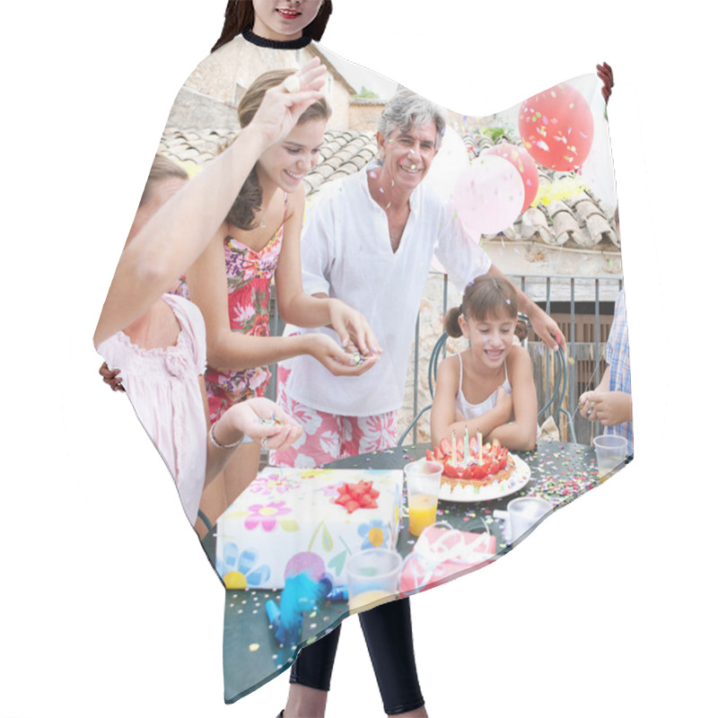 Personality  Family Celebrating A Girl Child Birthday Hair Cutting Cape