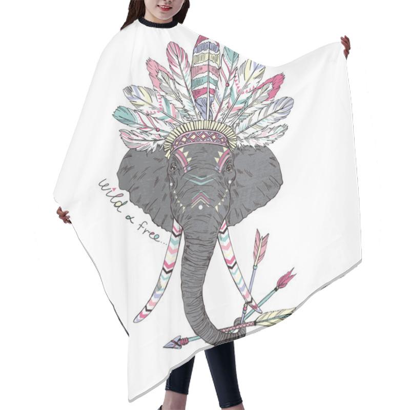 Personality  Aztec Elephant Illustration Hair Cutting Cape