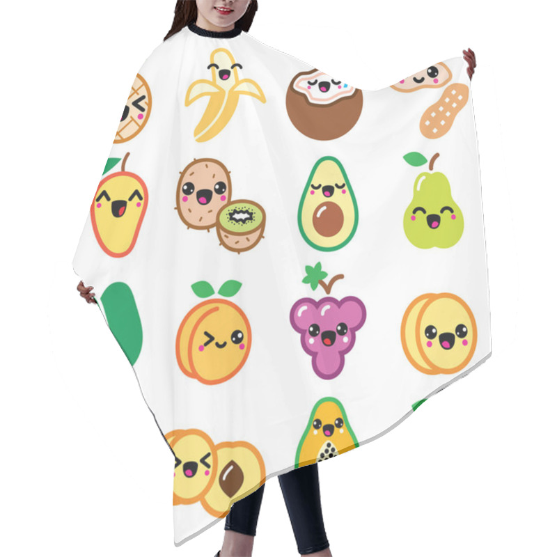 Personality  Kawaii Fruit And Nuts Cute Characters Icons Set Hair Cutting Cape