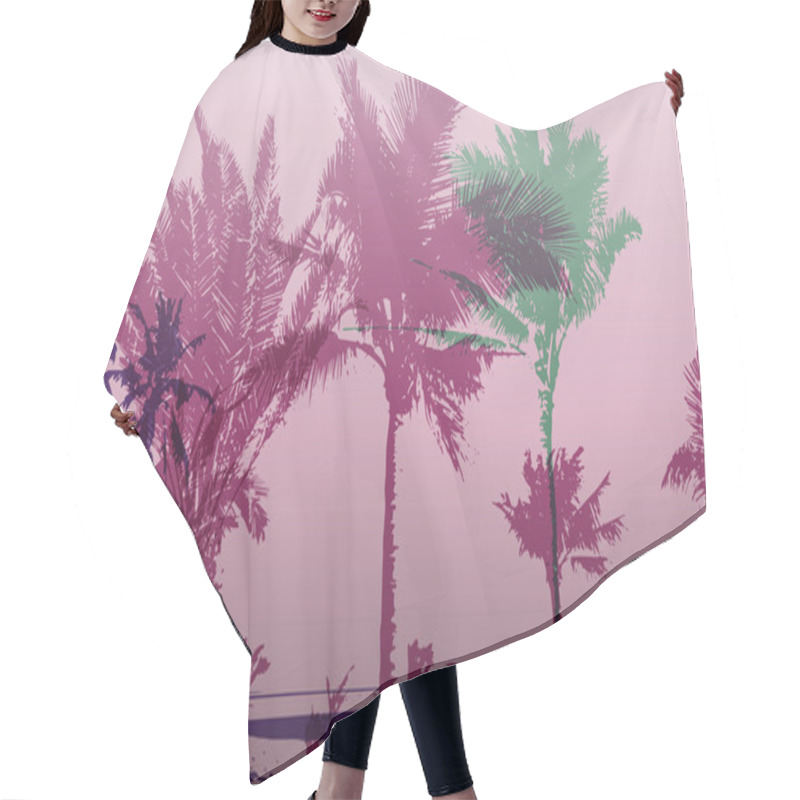 Personality  Palm Tree Print Hair Cutting Cape