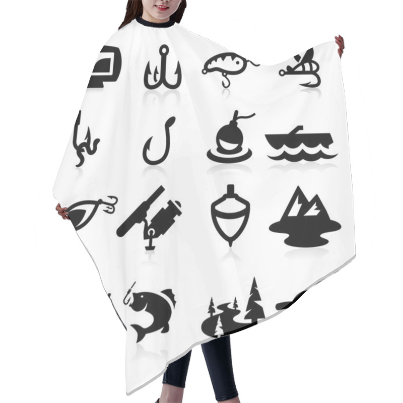 Personality  Fishing Icons Set Elegant Series Hair Cutting Cape