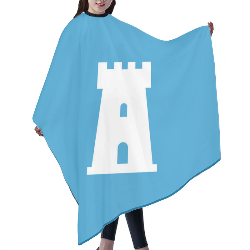 Personality  Castle Icon, Isolated, White On The Blue Background Hair Cutting Cape