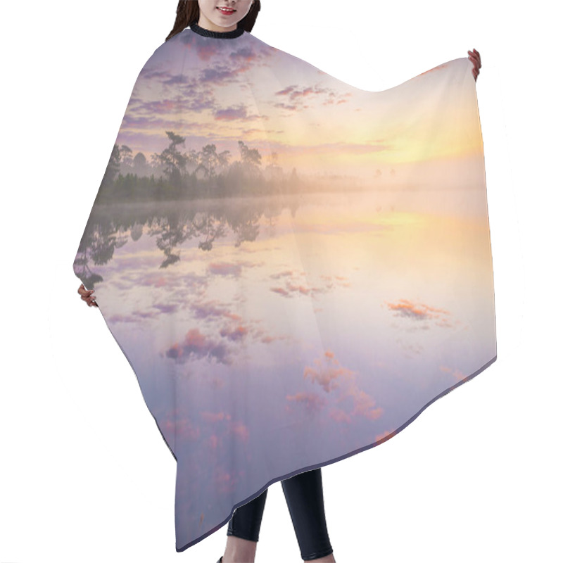 Personality  Rays Of Sunrise Over The Lake With Reflection Mist On The Water, Hair Cutting Cape