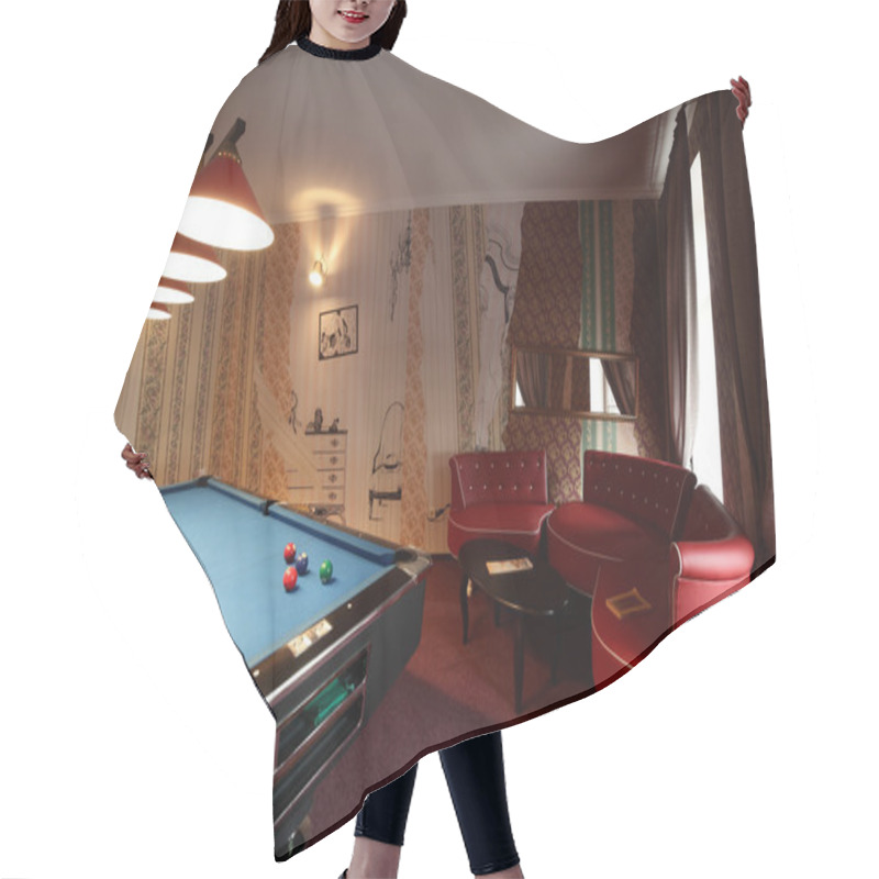 Personality  Interior Of Beautiful And Modern Billiard Hair Cutting Cape