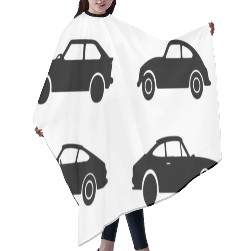 Personality  Car Silhouette Icon Set Vector On White Background  Hair Cutting Cape