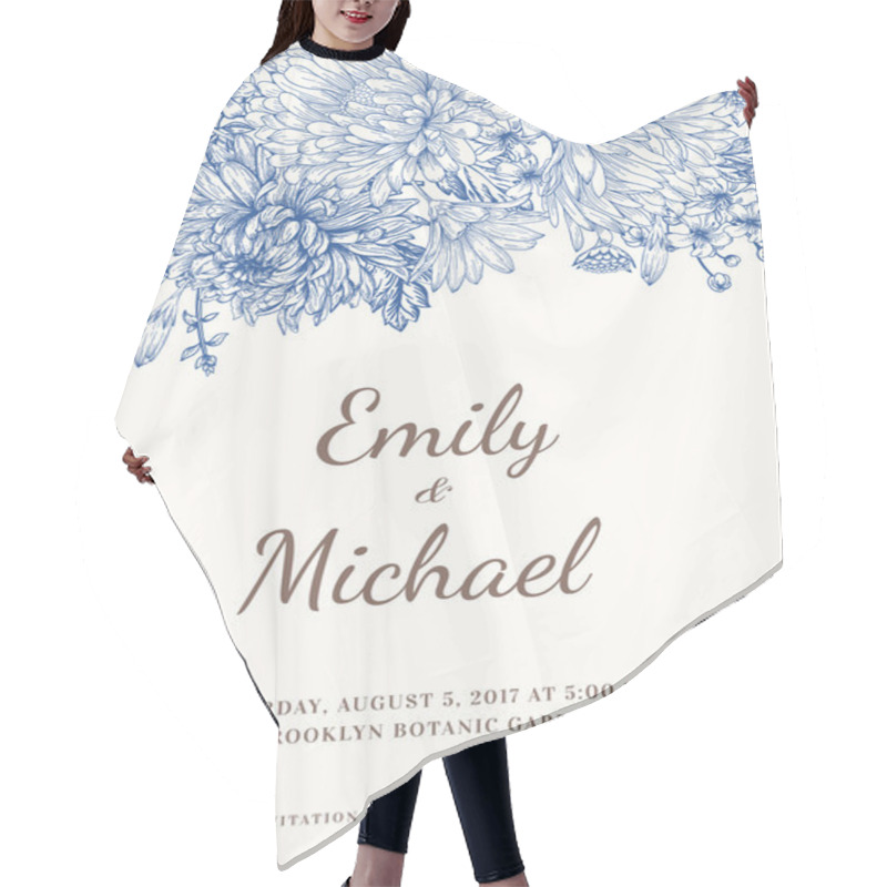 Personality  Card With Garden Flowers. Hair Cutting Cape