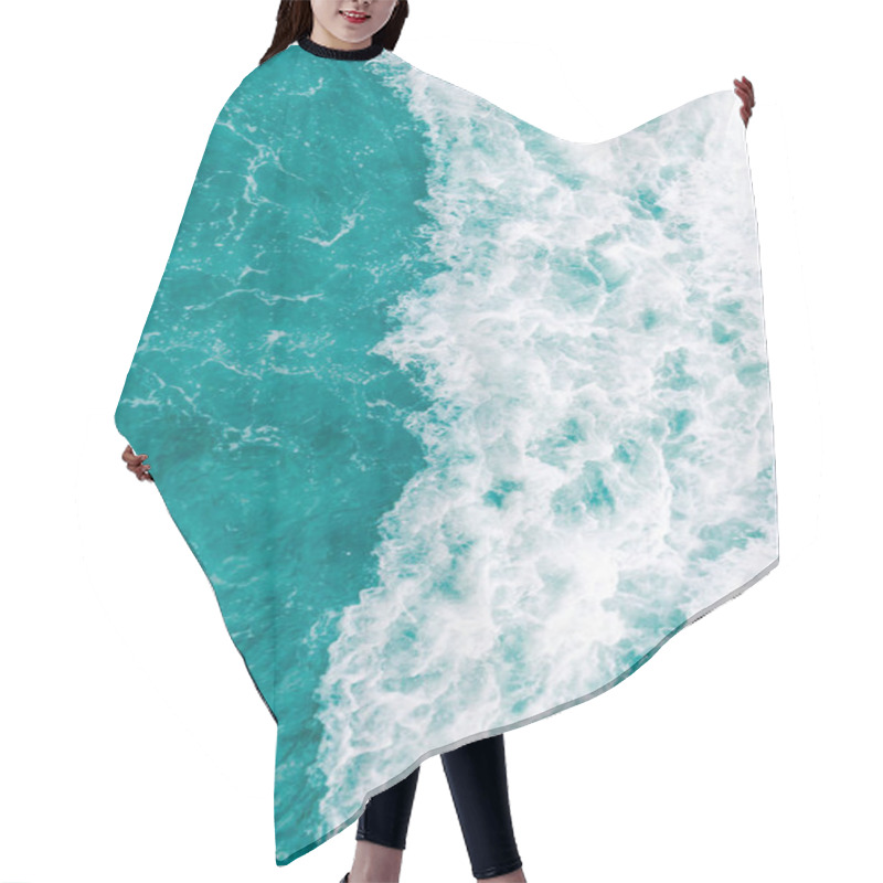 Personality  Turquoise Olive Green Ocean Wave During Summer Tide, Abstract  Hair Cutting Cape