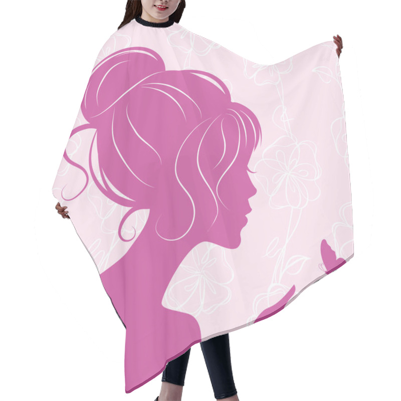 Personality  Beauty Girl Silhouette With Butterfly Hair Cutting Cape