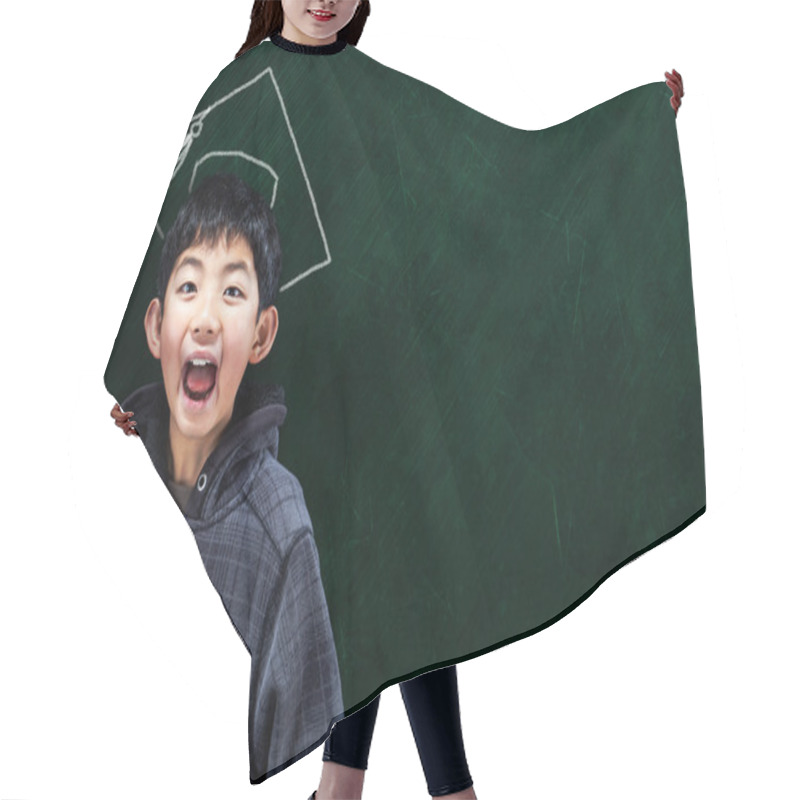 Personality  Smart Asian Boy At School Concept Hair Cutting Cape