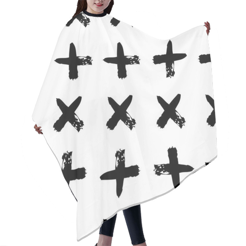 Personality  Seamless Pattern With Ink Crosses Hair Cutting Cape