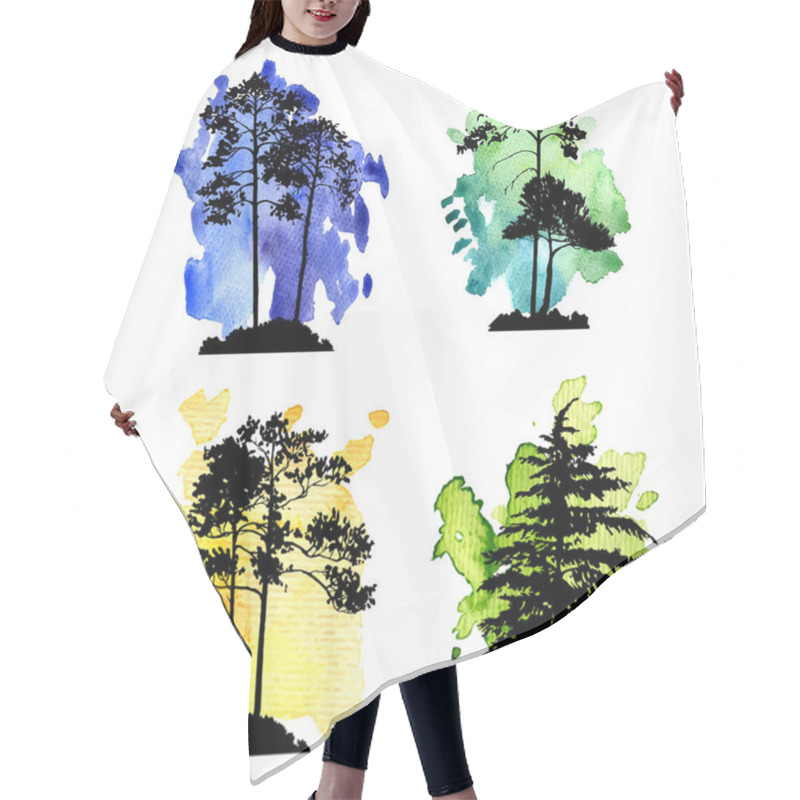 Personality  Vector Set Of Conifer Trees Hair Cutting Cape