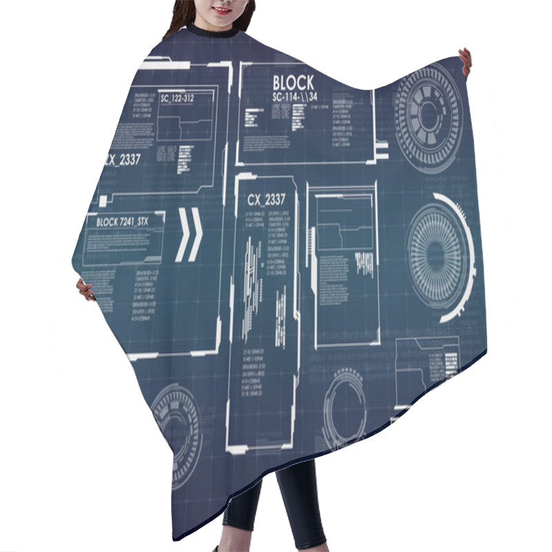 Personality  Futuristic Virtual Graphic User Interface Hair Cutting Cape