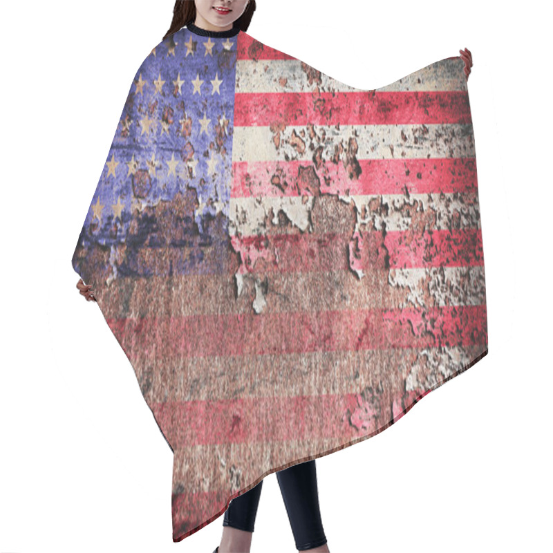 Personality  USA Flag Painted On Old Rusty Surface Hair Cutting Cape