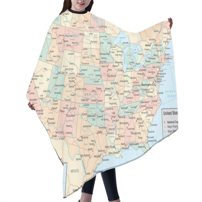 Personality  United States Of America Map Hair Cutting Cape