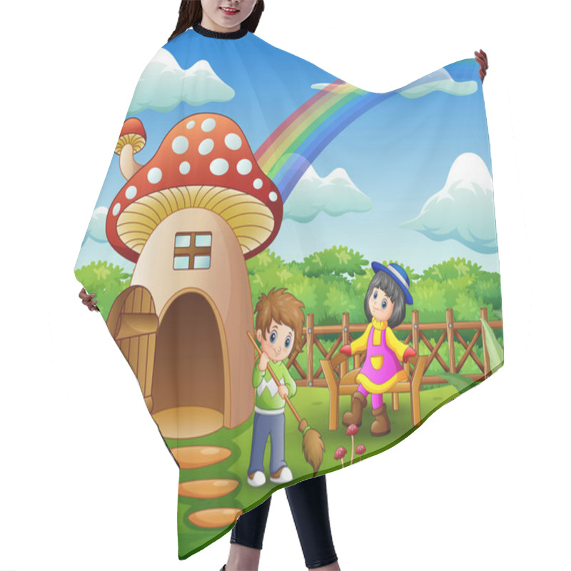 Personality  Happy Kids Playing On The Fantasy House Hair Cutting Cape