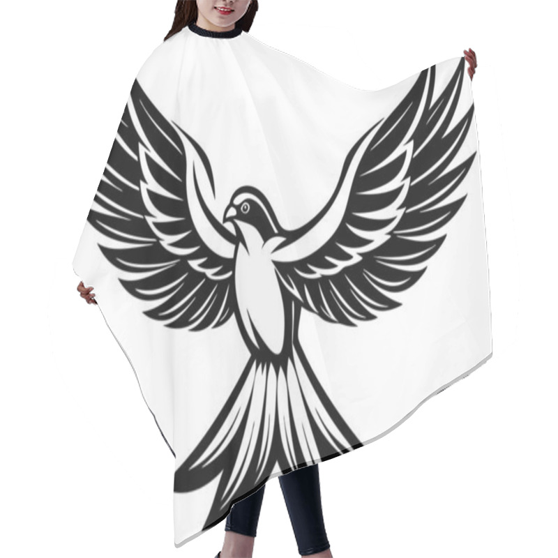 Personality  Stylized Flying Bird Illustration Highlighting Freedom And Grace Hair Cutting Cape