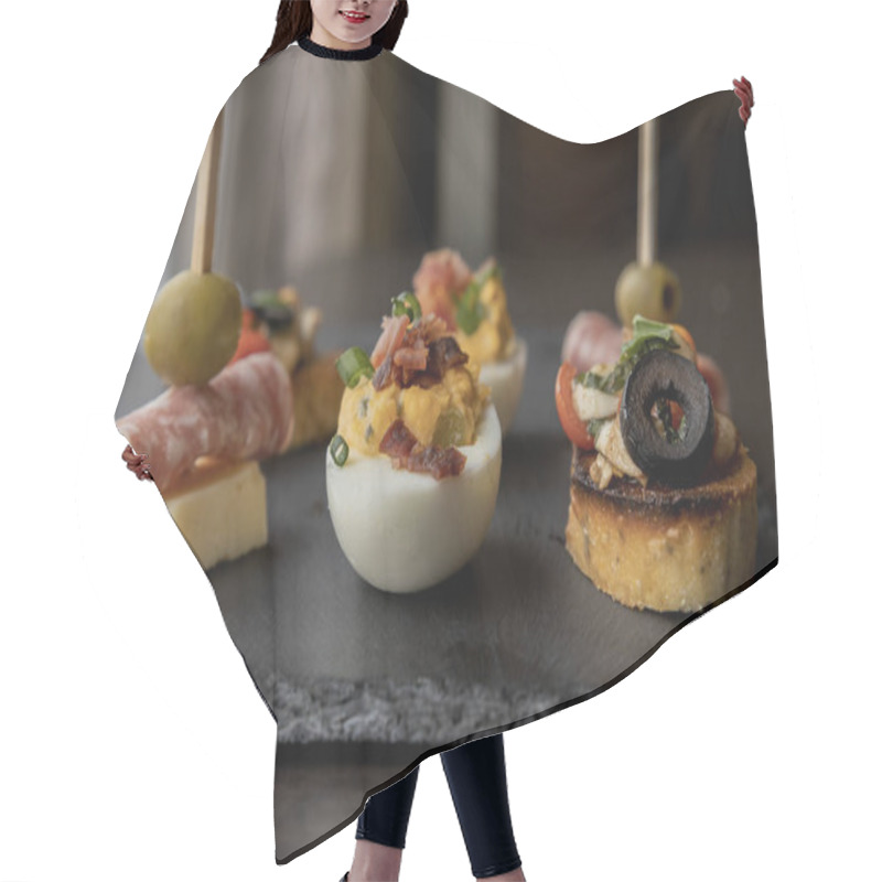 Personality  Holiday Appetizer Set With Deviled Eggs, Bruschettas, And Spirals Hair Cutting Cape