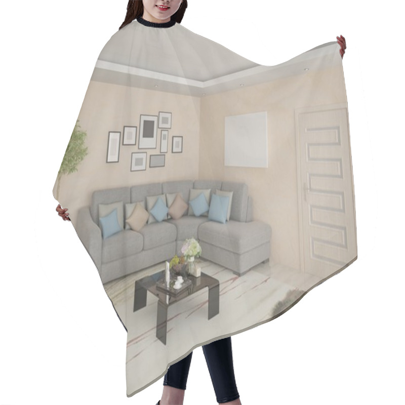 Personality  Bright And Stylish Living Room. Hair Cutting Cape