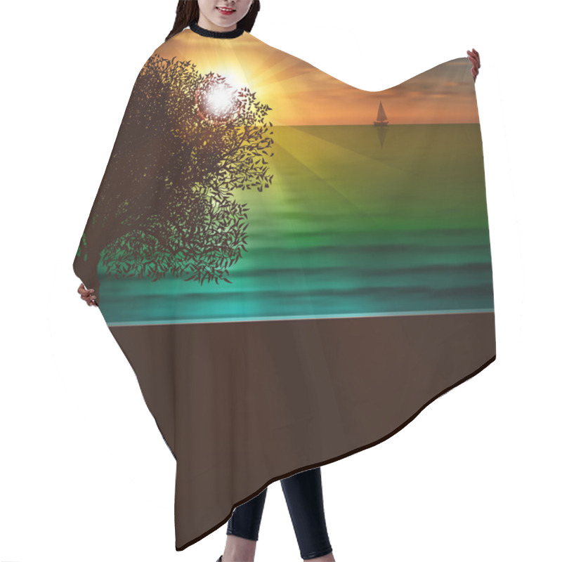 Personality  Abstract Nature Background With Sea Sunrise Hair Cutting Cape