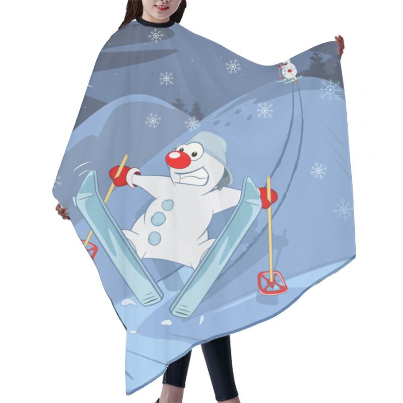 Personality  Cute Snowman Skiing.   Hair Cutting Cape