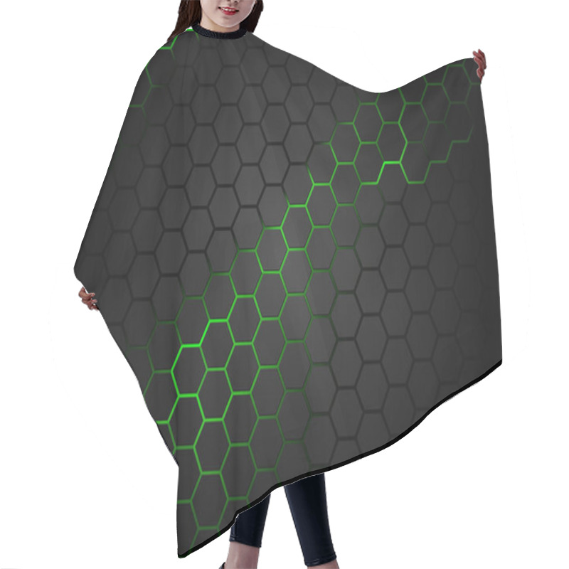 Personality  Black Hexagonal Pattern On Green Magma Background - Abstract Illustration With Glowing Neon Lava, Vector Hair Cutting Cape