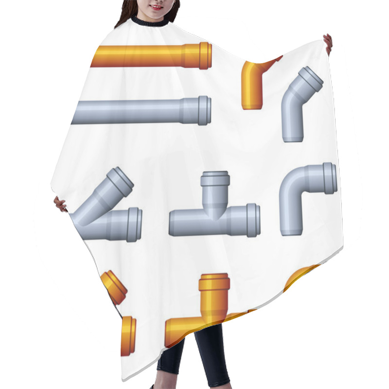 Personality  PVC Sewer Pipes Orange Gray Hair Cutting Cape