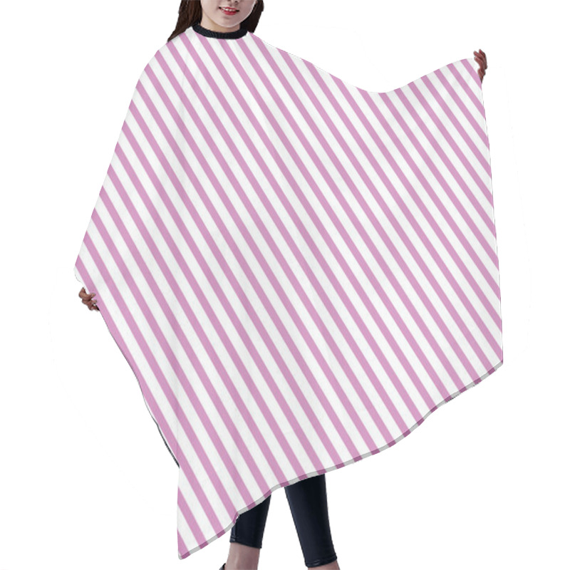 Personality  Diagonal Stripes Pink White Hair Cutting Cape