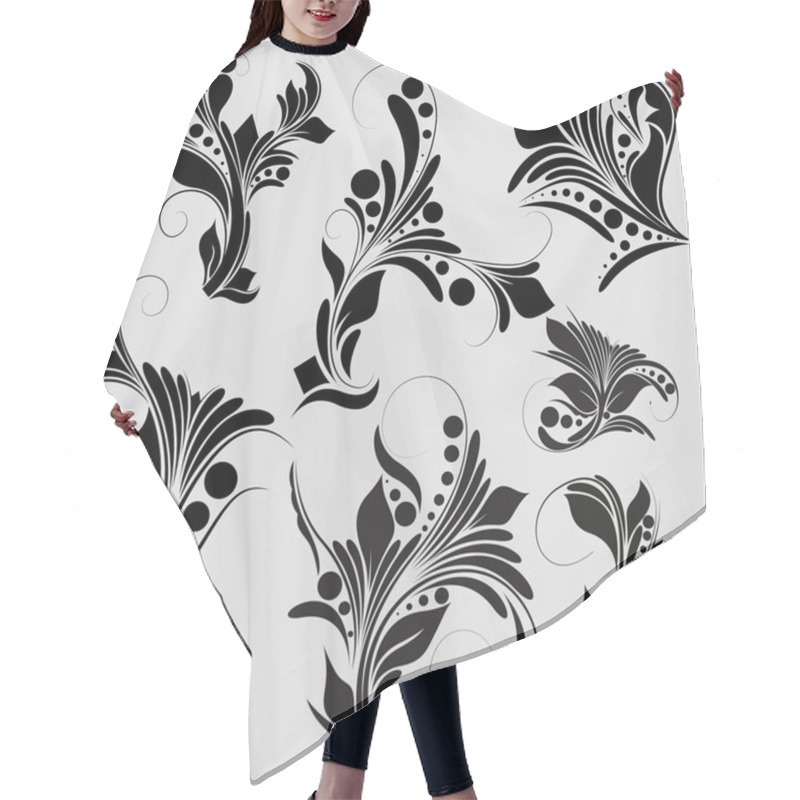 Personality  Silhouette Black Floral Hair Cutting Cape