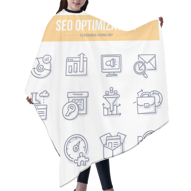 Personality  SEO Doodle Icons Hair Cutting Cape