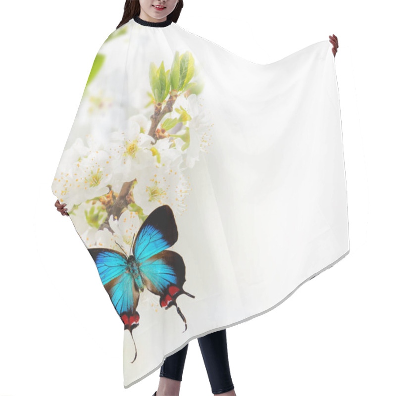 Personality  Spring Blossoms With Exotic Butterfly. Hair Cutting Cape