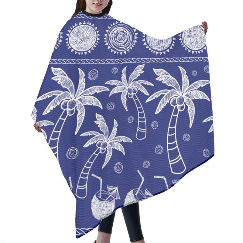 Personality  Seamless Pattern With Palm Trees Hair Cutting Cape