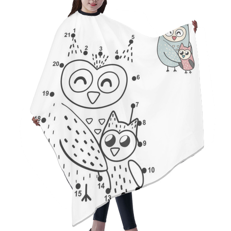 Personality  Dot To Dot Game For Children With A Cute Mother Owl And Her Baby Hair Cutting Cape