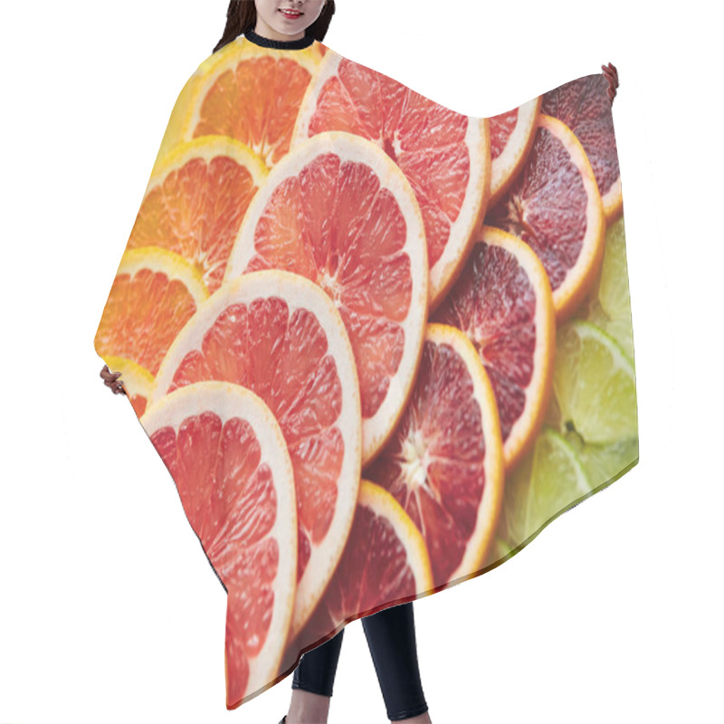 Personality  Tickle Your Tastebuds With Some Tasty Citrus. A Variety Of Citrus Fruits Cut Into Slices Hair Cutting Cape