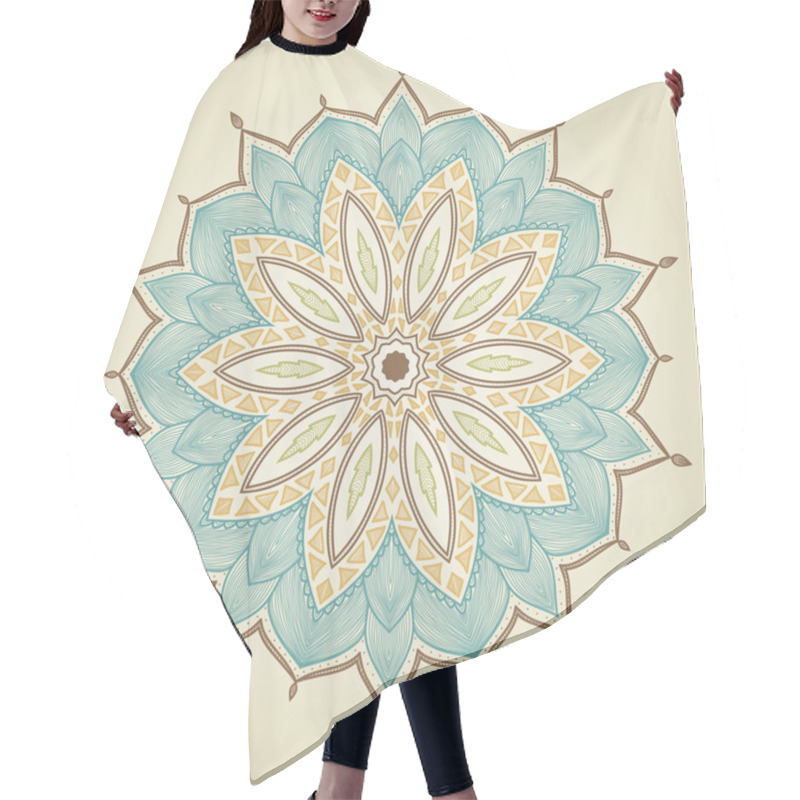 Personality  Mandala. Beautiful Hand Drawn Flower. Hair Cutting Cape