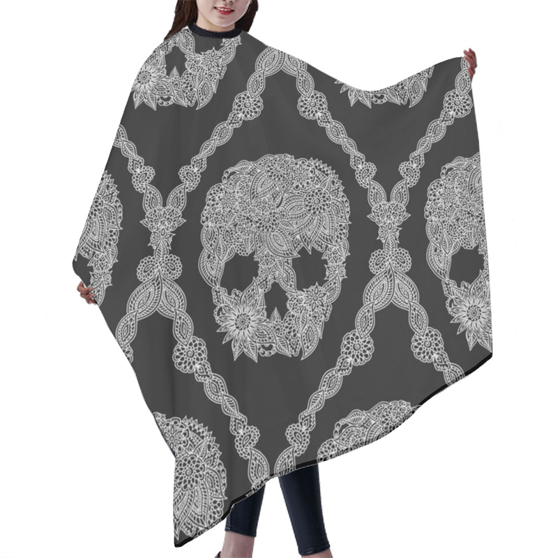 Personality  Skulls Damask Pattern Hair Cutting Cape