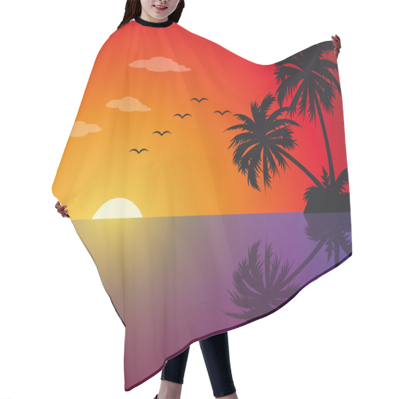 Personality  Tropical Sunset On The Beach Hair Cutting Cape