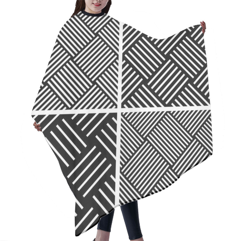 Personality  Seamless Checked Patterns Set.  Hair Cutting Cape