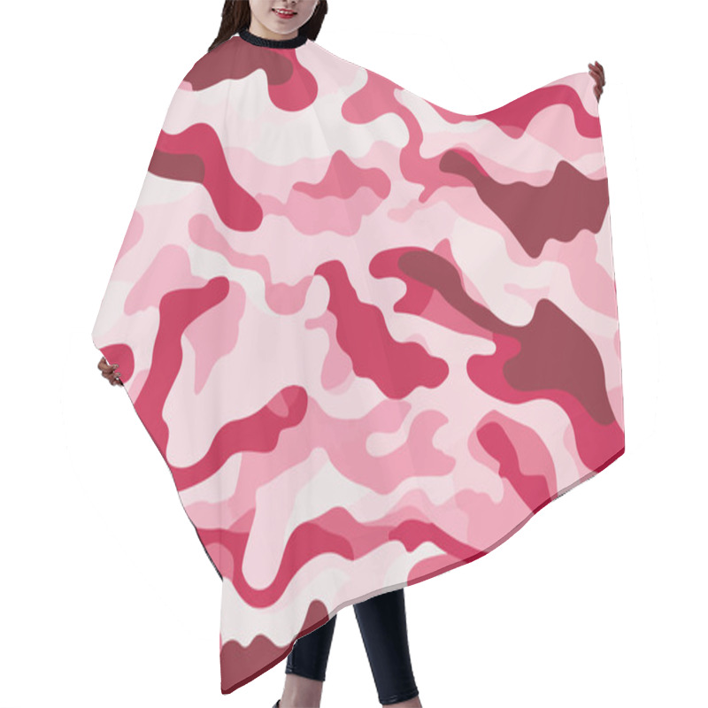 Personality  A Vibrant Pink Camouflage Pattern Featuring Abstract, Overlapping Shapes In Shades Of Pink, Red, And White.  Hair Cutting Cape