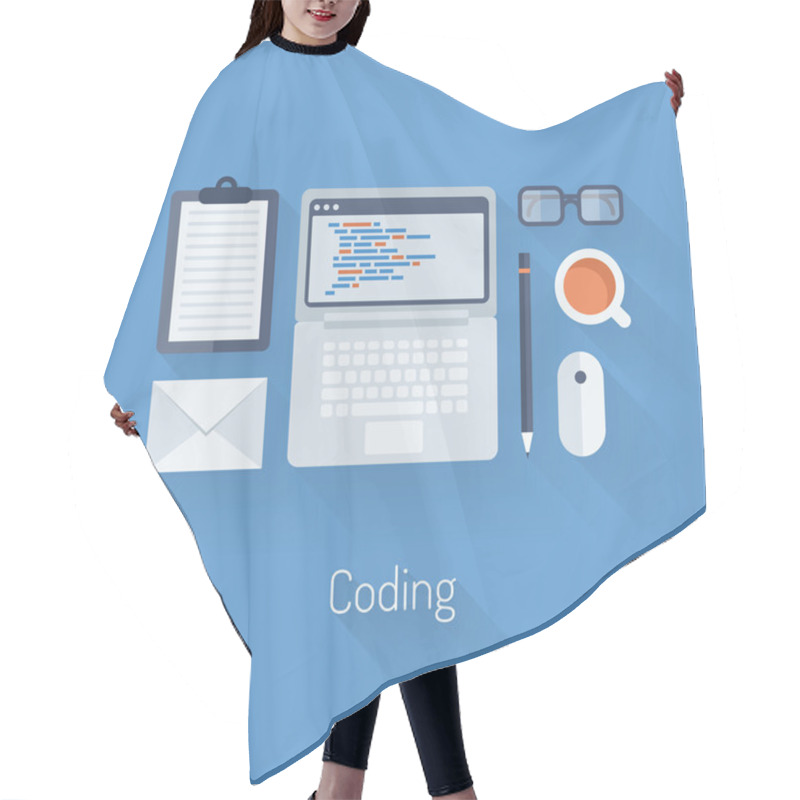 Personality  Coding And Programming Flat Illustration Hair Cutting Cape