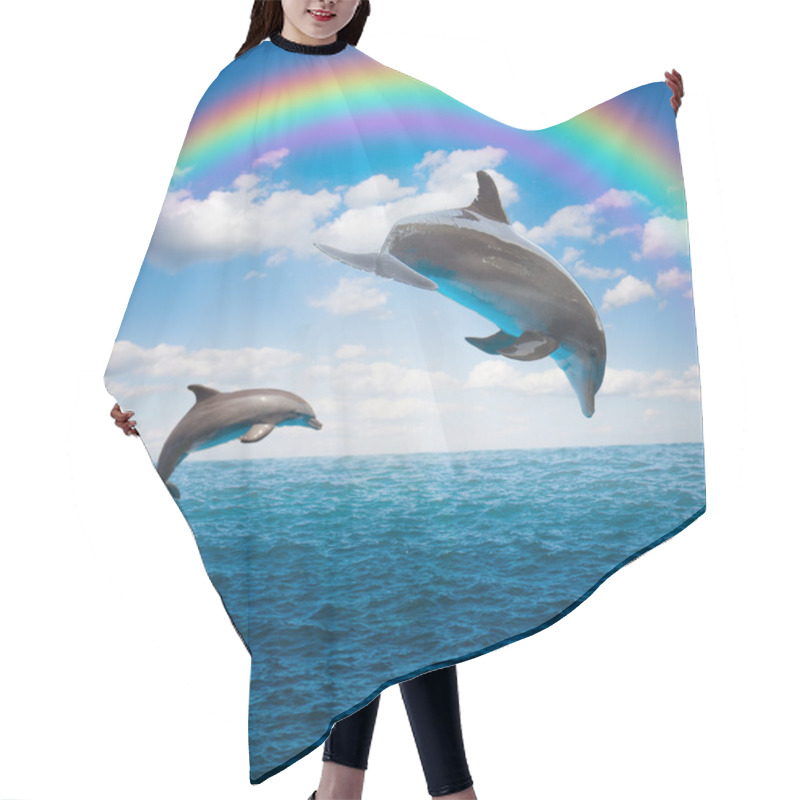 Personality  Couple Of Jumping Dolphins Hair Cutting Cape