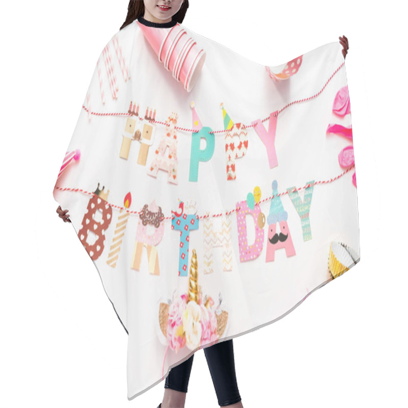 Personality  Kids Birthday Party Supplies On A White Background. Hair Cutting Cape