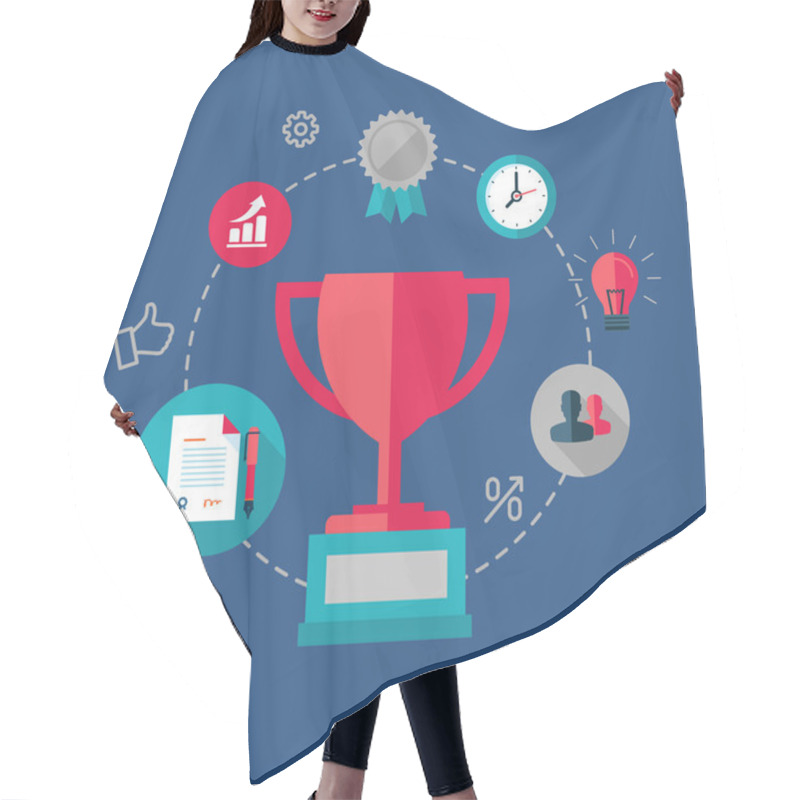 Personality  Winner Concept, Success At Work, Vector Illustration Hair Cutting Cape