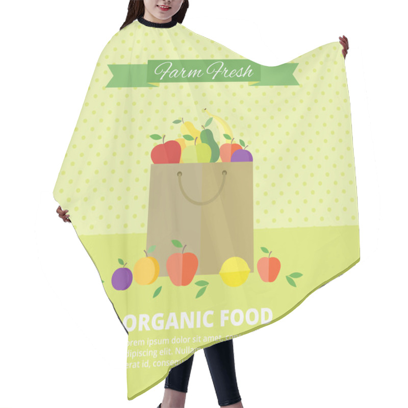 Personality  Vector Banner, Card With Fresh Fruits And Berries Hair Cutting Cape