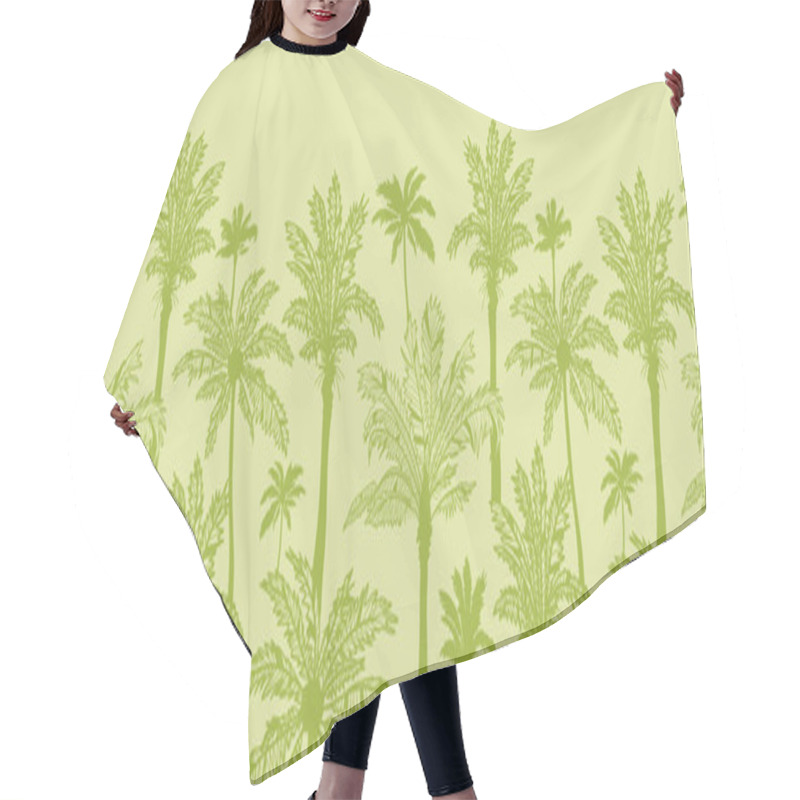 Personality  Green Palm Trees Horizontal Seamless Pattern Background Border Hair Cutting Cape