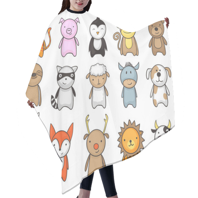 Personality  Simple And Childish Drawing Of Cute Toy Animals For Kids Hair Cutting Cape