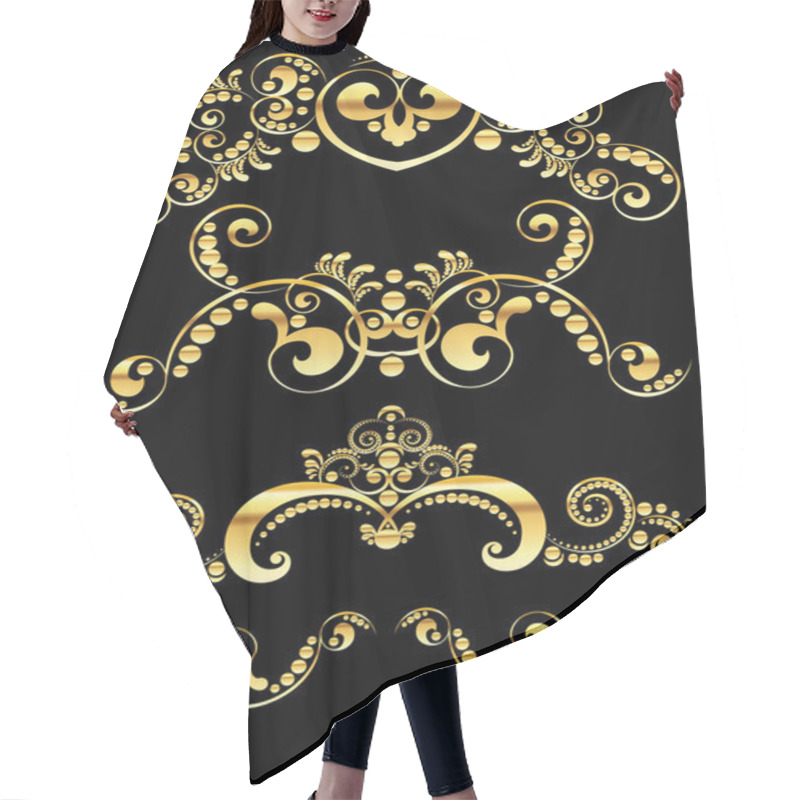 Personality  Golden Floral Ornament Hair Cutting Cape