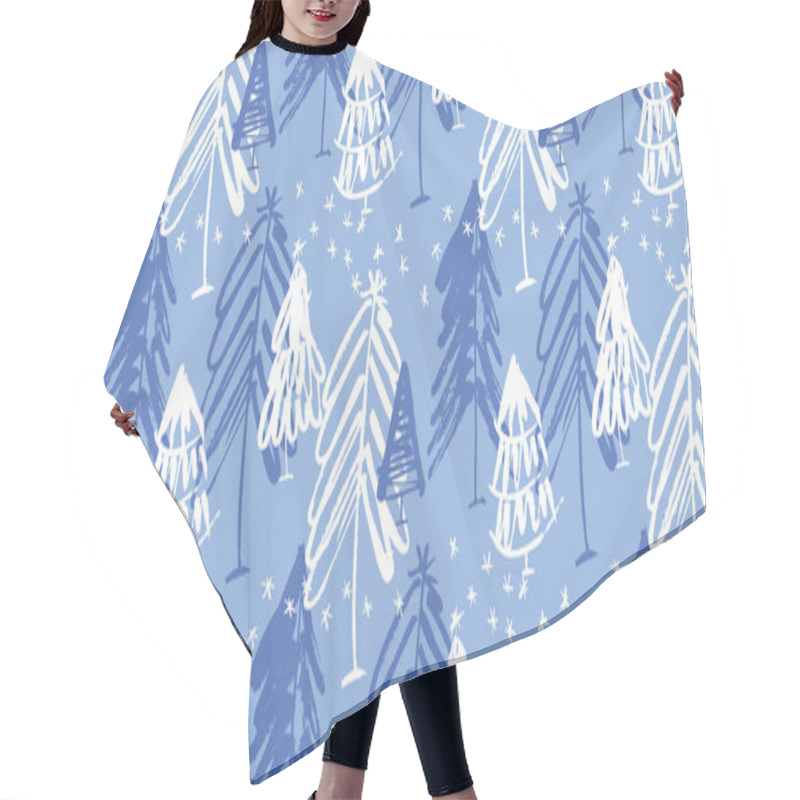 Personality  Christmas Tree Silhouettes Seamless Pattern Hair Cutting Cape