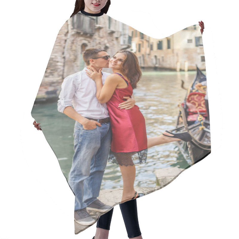 Personality  Young Man Embracing His Girlfriend On Quay Of Canal In Venice Hair Cutting Cape