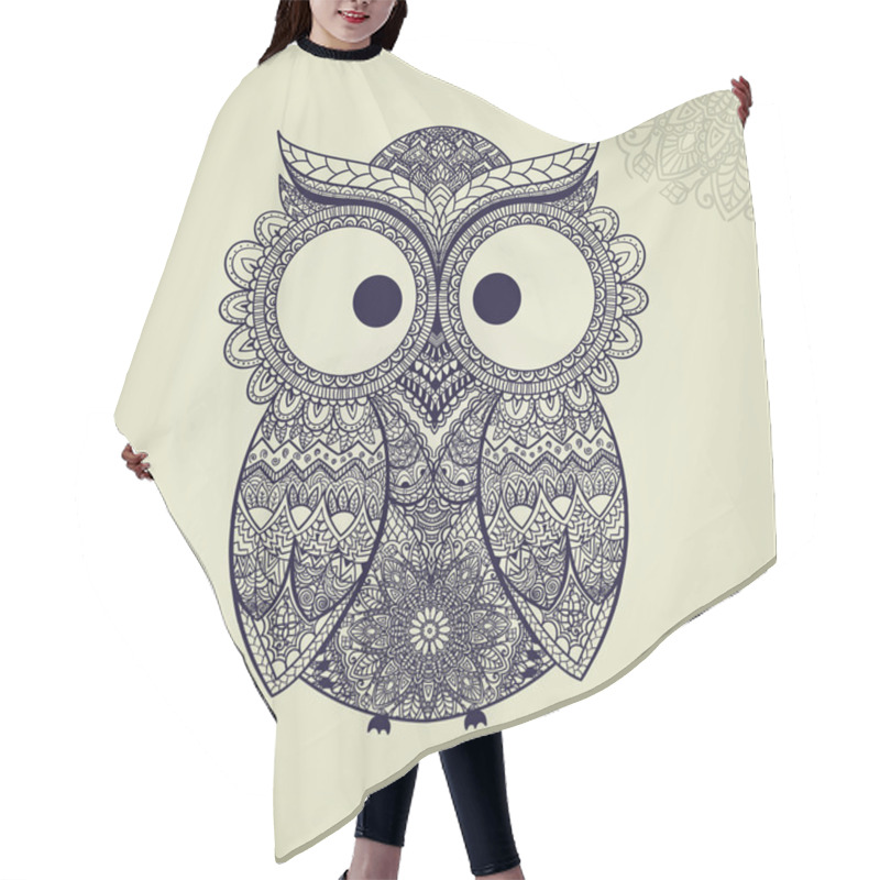 Personality  Vector Illustration Of Owl. Bird Illustrated In Tribal.Owl Whith Hair Cutting Cape