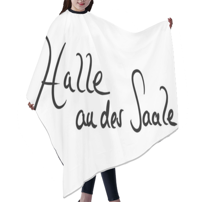 Personality  Halle An Der Saale, Handwritten Black On White  Hair Cutting Cape